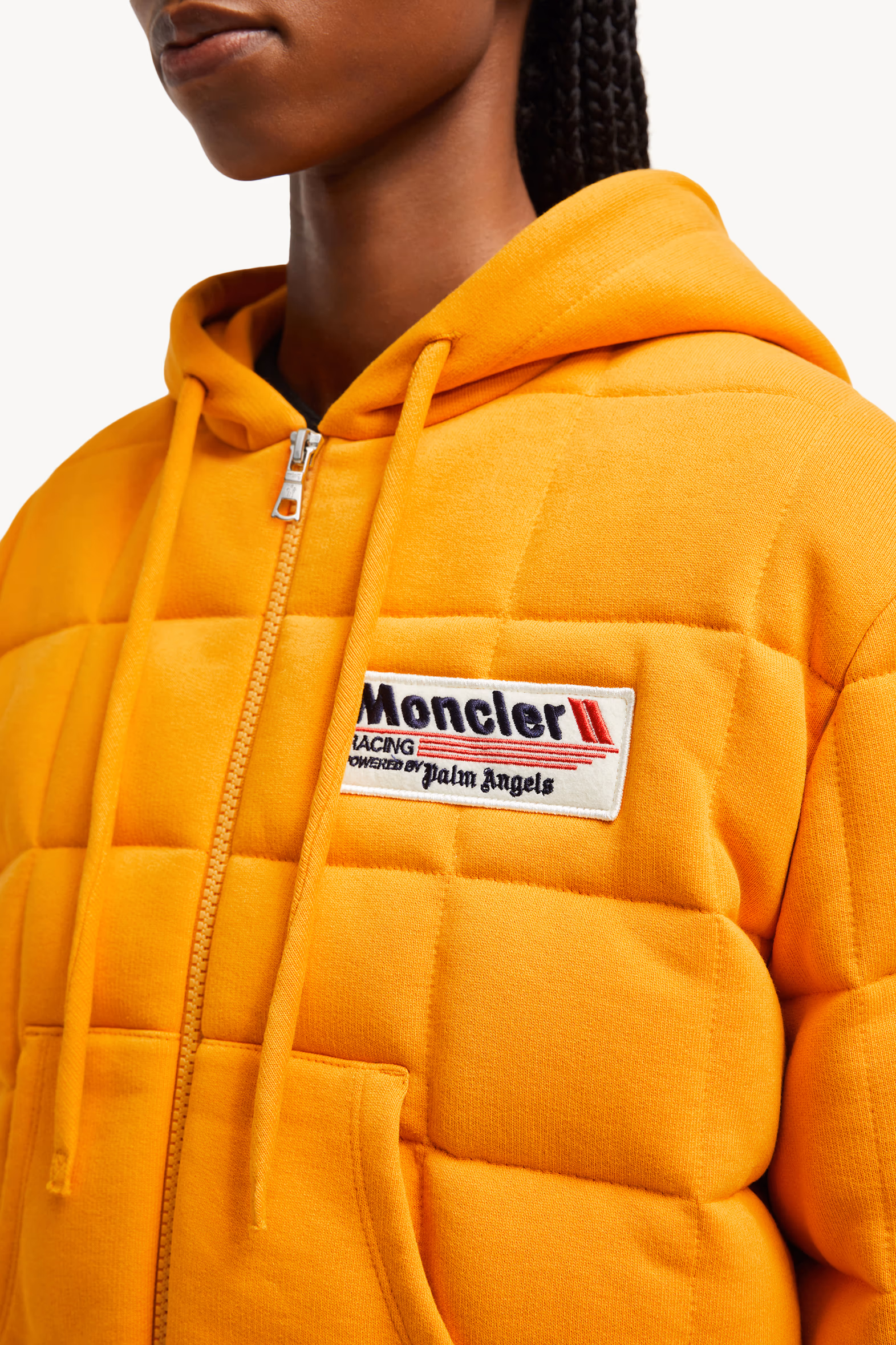 Moncler x Palm Angels Padded Cotton Zip-Up Hoodie Women Bright Yellow Moncler 6